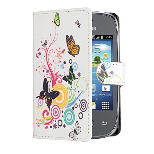 32ndÂ® Design book wallet PU leather case cover for Samsung Galaxy Pocket Neo S5310 + screen protector and cleaning cloth - Colour Butterfly