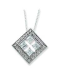 Sterling Silver Antiqued CZ Cornerstones Of Integrity 18in Necklace.