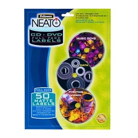 Fellowes Neato Matte CD/ DVD Full Coverage Labels - 50 Pack