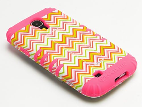 Galaxy S4 Case, Bastex Heavy Duty Hybrid Case Soft Hot Pink Silicone Cover with Nya Chevron Design Hard Shell for Samsung Galaxy S4 I9500