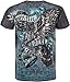 Sakkas Eagle Clutching Crown Metallic Silver Embossed Cotton Mens T-Shirt