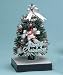 Fiber Optic Christmas Tree with Silver Bow and Ornaments - 8''