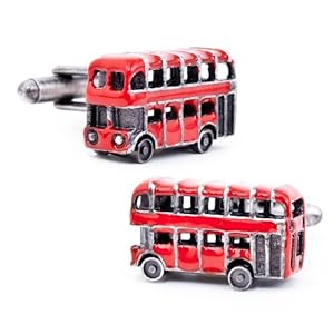 Enamel Double Decker Bus Cufflinks-CLI-CC-BUS-SL