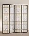 4 panel room divider screen with black frame and floral print
