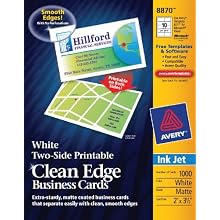 Avery Two-Side Printable Clean Edge Business Cards for Inkjet Printers, White, Matte, Box of 1000 (8870)