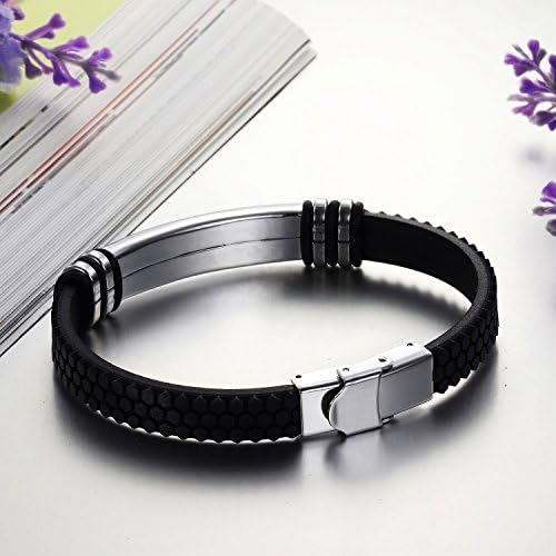Titanium Steel with Silicon Wrist Band Energy Bracelet Sporting Style