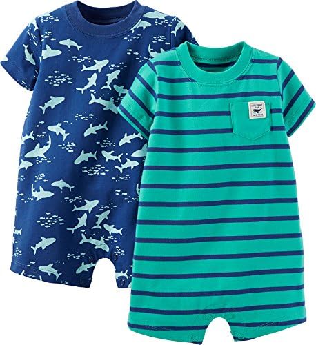 Carter's Baby Boys' 2 Pack Rompers (Baby) - Turquoise - 6 Months