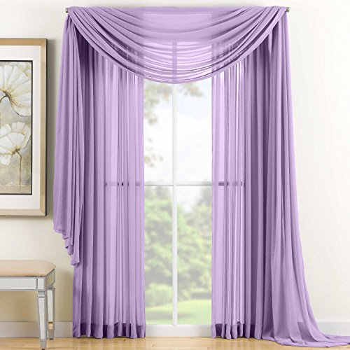 HLC.ME, Pair of Light Purple Sheer Curtain Panels Window Treatments