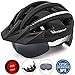 VICTGOAL Bike Helmet for Men Women with Led Light Detachable Magnetic Goggles Removable Sun Visor Mountain & Road Bicycle Helmets Adjustable Size Adult Cycling Helmets (Black White)