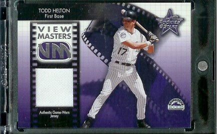 2002 Leaf Rookies & Stars View Masters Todd Helton Game Worn Jersey #ed/100 Colorado Rockies Baseball Card - Mint Condition - In Protective Screwdown Case!