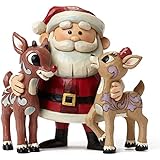 Jim Shore for Enesco Santa Hugging Rudolph & Clarice Figurine, 4.9"