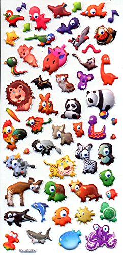 Puffy Dimensional Stickers - Cute Baby Zoo Animals