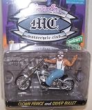 Jada Toys 1/24 Scale Diecast Homie Rollerz Motorcycle Club Series Clown Pince and Silver Bullet with Silver Color Bike