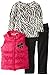 Young Hearts Little Girls' 3 Piece Zebra Printed Vest and Pant Set