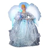 Kurt Adler 12-Inch Fiber Optic LED Silver Angel Tree Topper