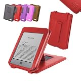 DURAGADGET Red Genuine Leather Case & Cover With Stand For Amazon's New Kindle TOUCH, Wi-Fi, 6" E Ink Display (Latest Generation) + Car Chargerby DURAGADGET