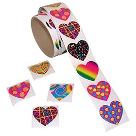 Funky Heart Roll Stickers (100 pc)