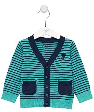 Navy and Turquoise Stripe Cardigan
