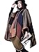 Women's Blanket Winter Tartan Knitted Cardigans Scarf Shawl Poncho Cape (Khaki)