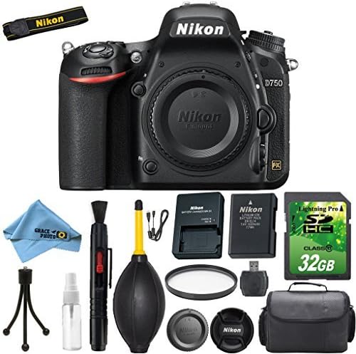 Nikon D750 (Body Only) DSLR + 32GB Highspeed SD Card + Deluxe Camera Carry Case + DSLR Maintenance Cleaning Kit - International Version
