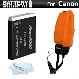 Battery Kit For Canon PowerShot D10 12.1 MP Waterproof Digital Camera Includes Extended (1200Mah) Replacement NB-6L Battery + Floating Strap + MicroFiber Cleaning Cloth