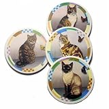 Country Pets/Cats Assorted Round Stone Coaster Set