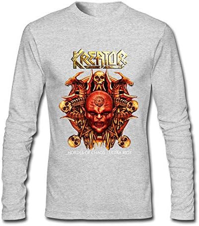 FANNG Men's Kreator Face Logo Long Sleeve T-shirts HeatherGray S