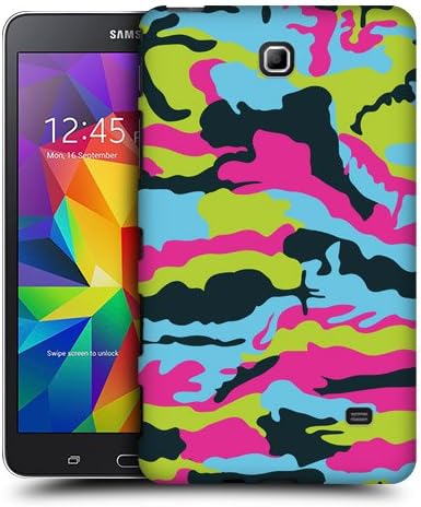 Head Case Designs Blue Pink and Green Colourful Camouflage Protective Snap-on Hard Back Case Cover for Samsung Galaxy Tab 4 7.0 T230 T231 T235