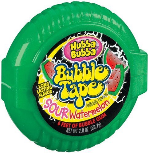 Hubba Bubba Bubble Gum Tape, Sour Watermelon, 2-Ounce Tapes (Pack of 24) by Hubba Bubba