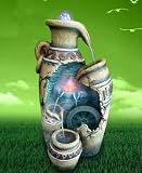 Garden Water Features & Outdoor Fountains item: LED Ancient Urns with Mist Maker and Water Wheel Indoor / Outdoor Water Fountain