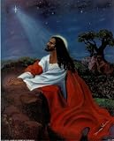 Black Jesus Christ Kneeling religious Print POSTER rare - 13x19