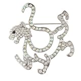 Rainbow Rhinestone Cat Animal Brooch Pin