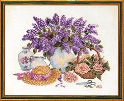 Eva Rosenstand Lilac Roses Hat 14-013 Cross Stitch Kit