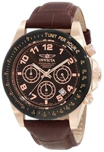 Inspect Invicta Men's 10712 Speedway Brown Dial Brown Leather Watch  -  Invicta