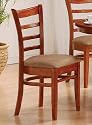 Set of 2 Antique Oak Finish Ladder Back Dining Chairs