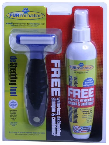 FURminator deLuxe deShedding Tool with FURejector and Waterless Shampoo and Conditioner, 8 Ounces, Large