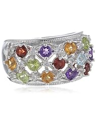 Sterling Silver Multi-Gemstone Ring, Size 7