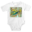 Onesie with ocean, turquoise, yellow, fish, underwater, seaweed, tropical, swim