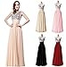 Babyonline® Sexy Lady's Deep V-neck Sequins Top Chiffon Long Prom Dress Ball Gown