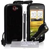 Yousave Accessories TM HTC ONE S Noir Silicone Gel Etui Coque Avec Stylet Pen Chargeur De Voiture Et Tissu De Polissage Micro Fibrepar Yousave Accessories