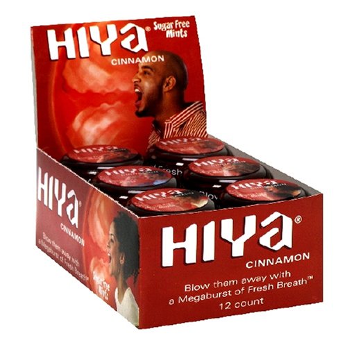 Hiya Sugar-Free Mints, Cinnamon, Mini Jars in 12-Count Boxes (Pack of 2) by Sugar-Free Candy