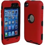 Deluxe Red 3-part Hard/Skin Case Cover For Ipod Touch 4 4G 4th Gen