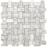 Clear view - basketweave white carrara 12 x 12 mesh backed sheet