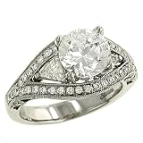 Pave/Trillion Diamond Engagement Ring 1.17cttw (CZ ctr