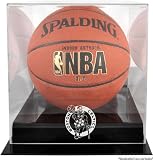 Boston Celtics Black Base Logo Basketball Display Case and Mirror Back