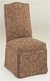 Powell Camel Back Parsons Chair with Straight Skirt in Paisley Chenille Tapestry Fabric with Small Nailhead Trim