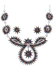 Multicolor Jewelry Sterling Silver Link Necklace Earrings Set MW67021