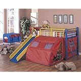 Coaster Bunk Bed with Slide and Tent, Multicolor