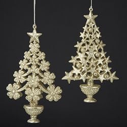 Club Pack of 12 Flowers and Starts Christmas Tree Ornaments 6.5"