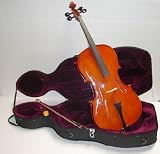 Crystalcello MC400 Ebony 3/4 Size Cello with Lightweight Case + Padded Bag + Bow + Accessories